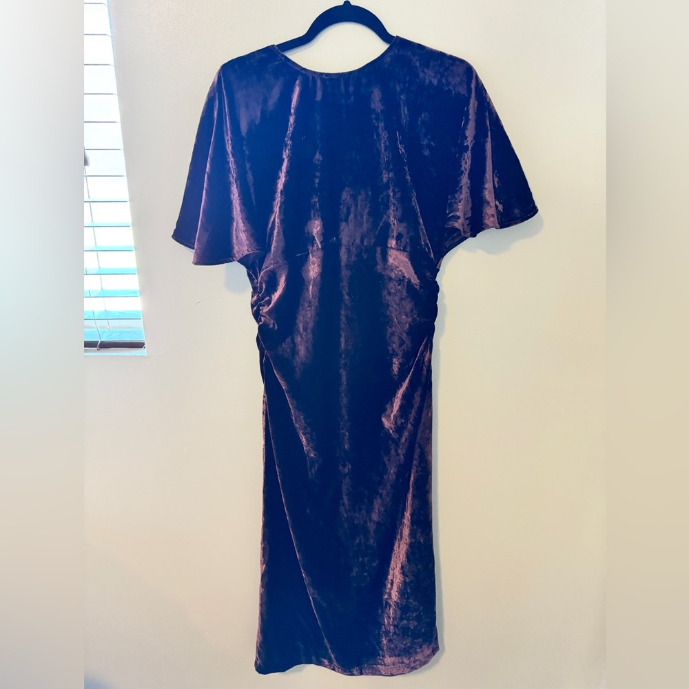 Zara Velvet High Neck Backless Ruched Bottom Dress